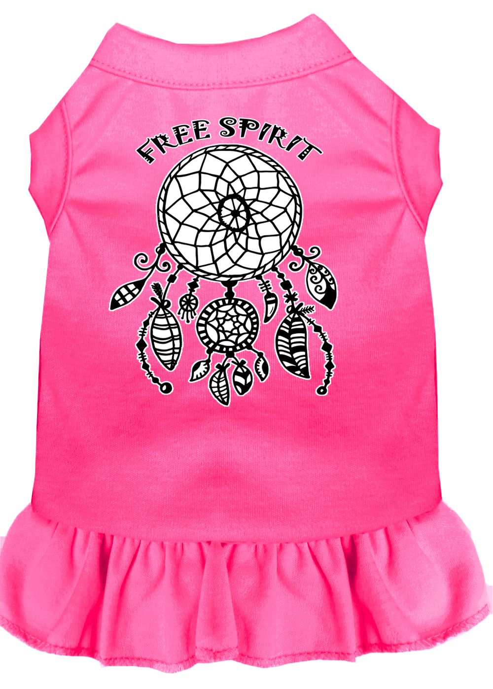 Free Spirit Screen Print Dog Dress Bright Pink 4X (22)